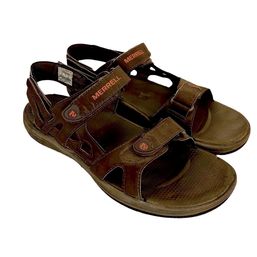 Merrell Men’s Dark Earth/Marmalade Air Cushion Sandals
